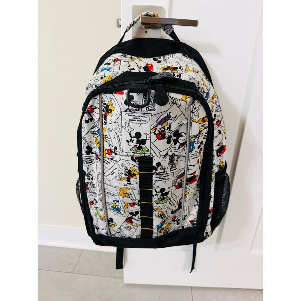 Disney Mickey Mouse Comic Strip Backpack Laptop Sleeve Mickey Zipper Pulls Black